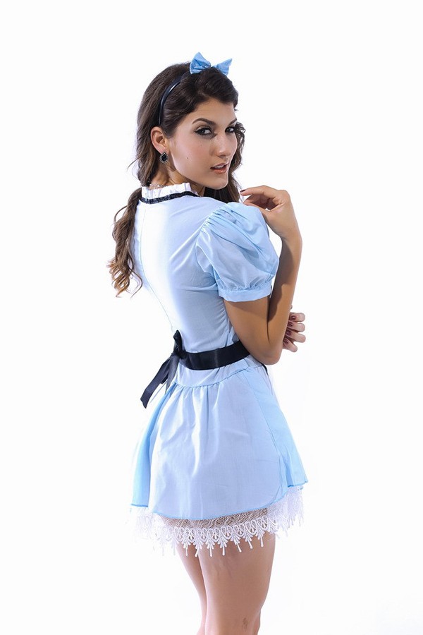 Uniform Costume Sky Blue Bubble Sleeves Cutie Maid Uniform - Click Image to Close